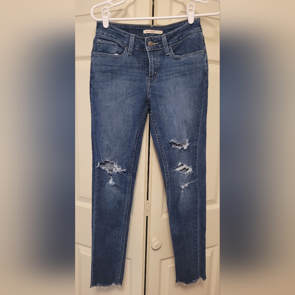 Women's Distressed LEVI'S Blue Jeans 535 SUPER SKINNY SIZE 27
